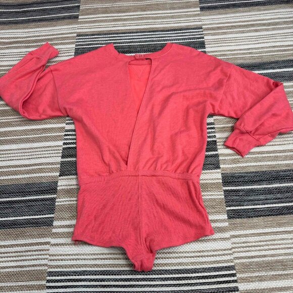 Free People FP Movement For The Win Playsuit Open Back Micro Shorts Orange Sz XL - Picture 6 of 13